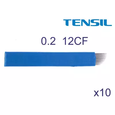 10 x Tensil Piórko 0,20 12CF niebieskie do pena do microbladingu