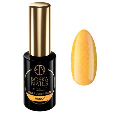 Boska Nails Shine Pro Rubber Base Nancy 6ml Baza kauczukowa do lakierów hybrydowych brzoskwinia ze złotą drobinką