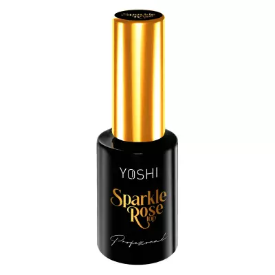 Yoshi Top Sparkle Rose 10ml Top do lakierów hybrydowych z drobinkami w kolorze różowego złota