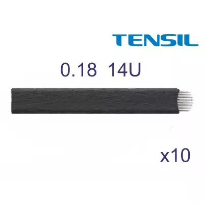 10 x Tensil Piórko 0,18 14U- shape czarny do pena do microbladingu