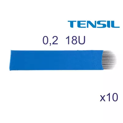 10 x Tensil Piórko 0,20 18U niebieskie do pena do microbladingu