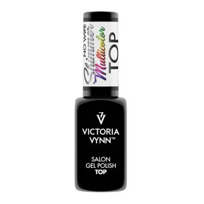 Top do lakierów hybrydowych No Wipe Shimmer Multicolor Victoria Vynn z kolorowymi drobinkami